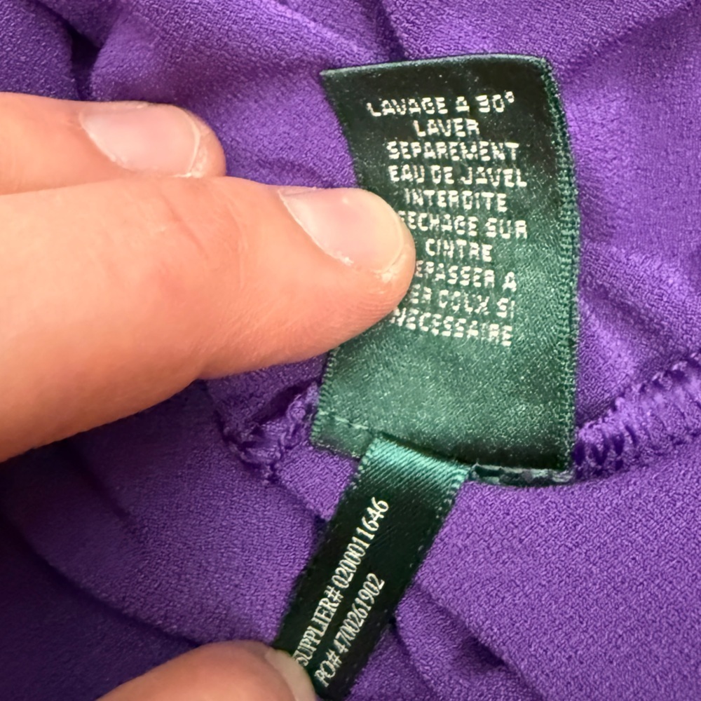 Lauren Ralph Lauren Purple Tunic Top Notch Neck Long Sleeve Size S - Picture 7 of 7